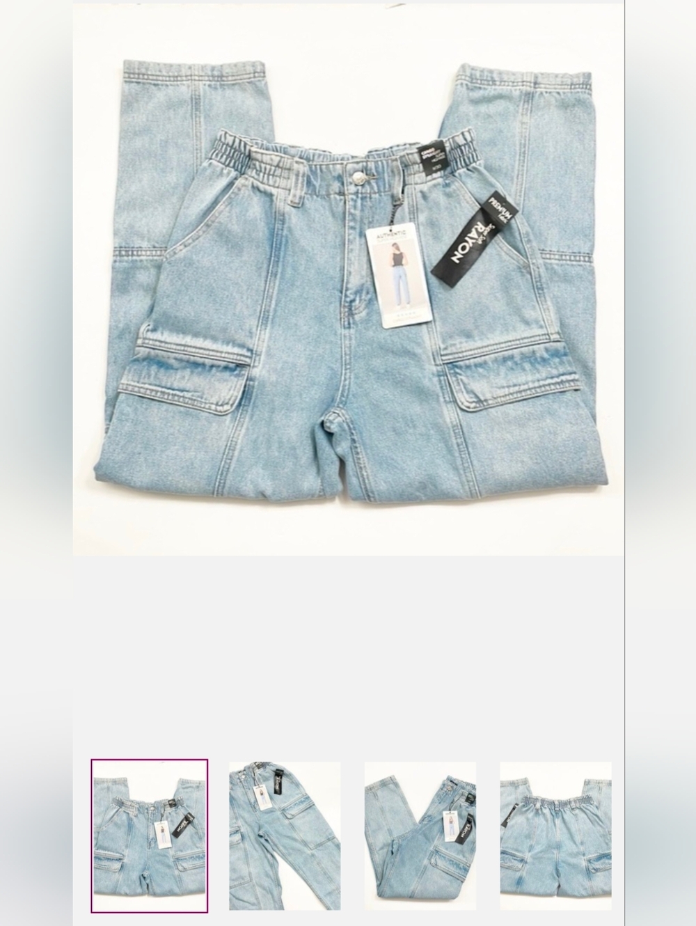 NEW Simple Society Super High Rise Cargo Straight denim jeans